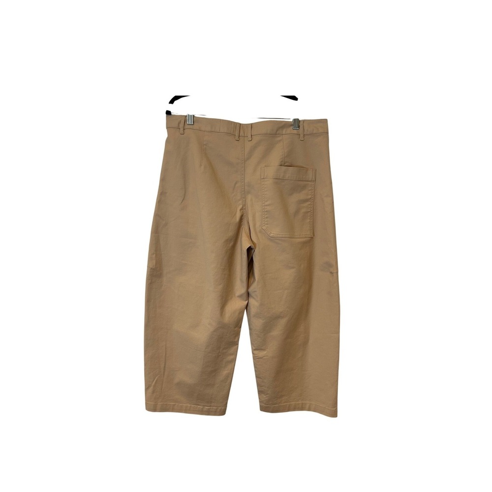 Maeve Anthropologie Cropped Barrel Leg Pants Women 14 Khaki Tan NWT